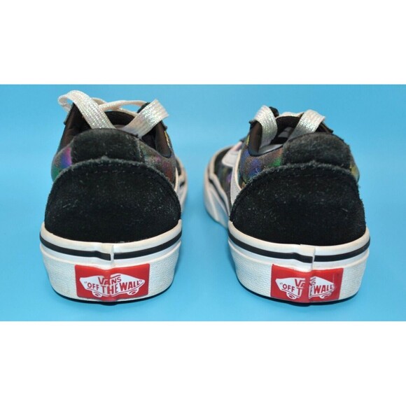 Vans Kids Metallic Rainbow Checkerboard Old Skool Shoes Suede Sz 11 - Picture 4 of 6